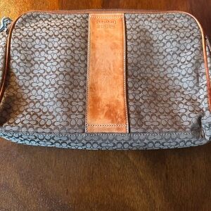 Coach Signature Pattern Brown and Tan Toiletry Bag